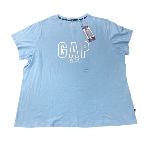 GAP Ladies Relaxed Fit Graphic Logo Crew Neck Short Sleeve Tee (Della Robbia Blue, XS)