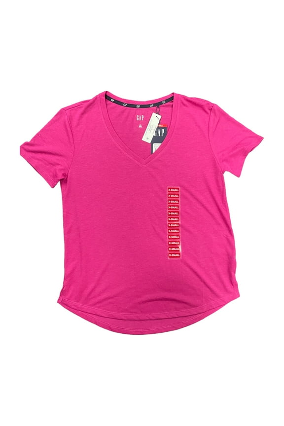 Ladies Classic Fit Lightweight Short Sleeve Soft Deep V-Neck Slub Tee (Very Berry, L)