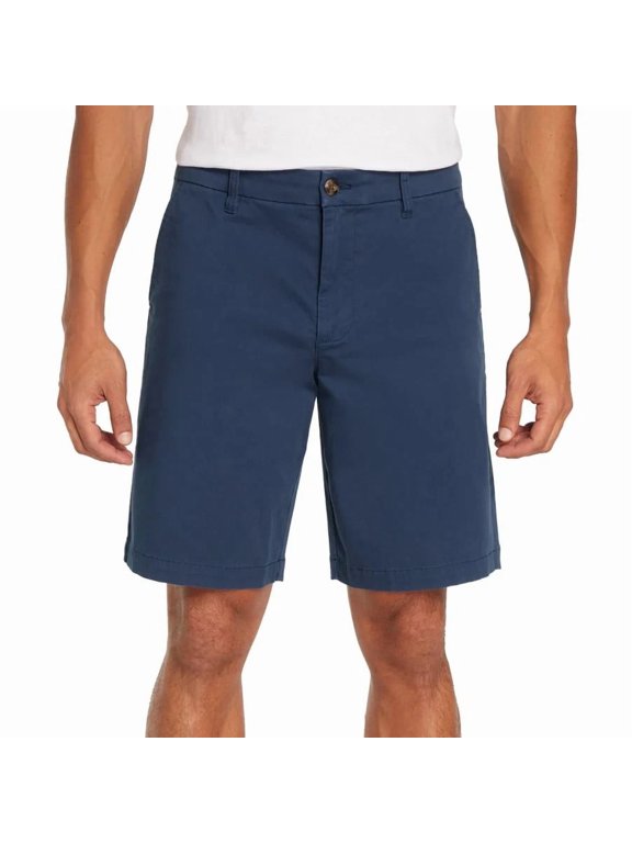 Men's 10" Inseam Flat Front Cotton Short (Blue, 40)