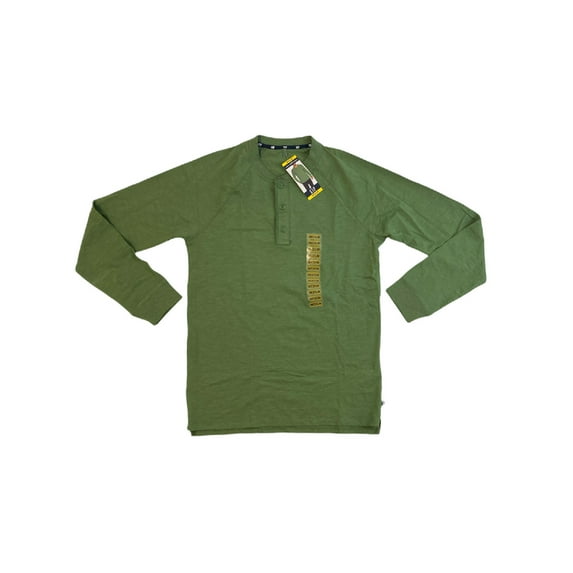 GAP Men's 100% Cotton Long Sleeve 3 Button Henley Shirt (Bronze Green, L)
