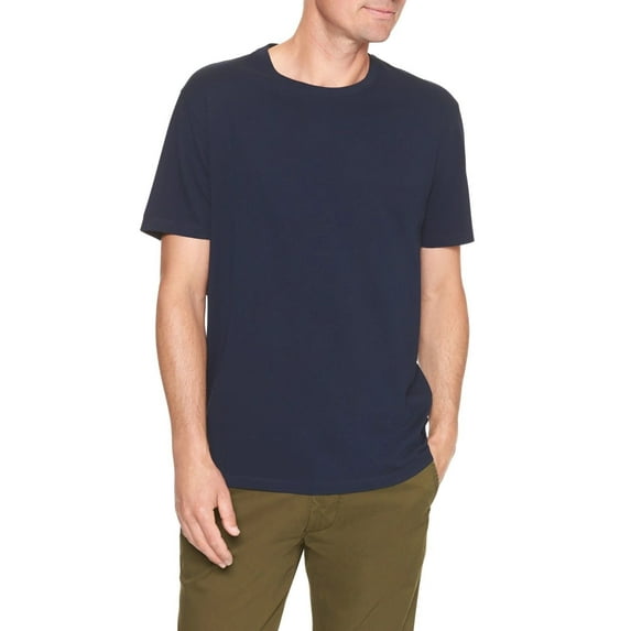 GAP Men's Crew Neck Cotton T Shirt Everyday Quotidien Solid Color (Navy, X-Large)