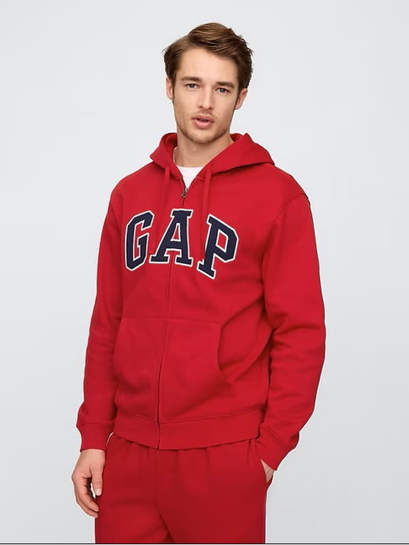 Men's Full Zip Fleece Logo Hoodie