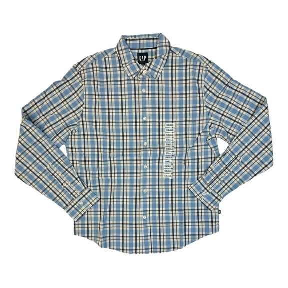 GAP Men's Lightweight Long Sleeve Button Down Woven Shirt (Glacier Grey, S)