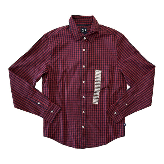 GAP Men's Lightweight Long Sleeve Button Down Woven Shirt (Merlot, S)