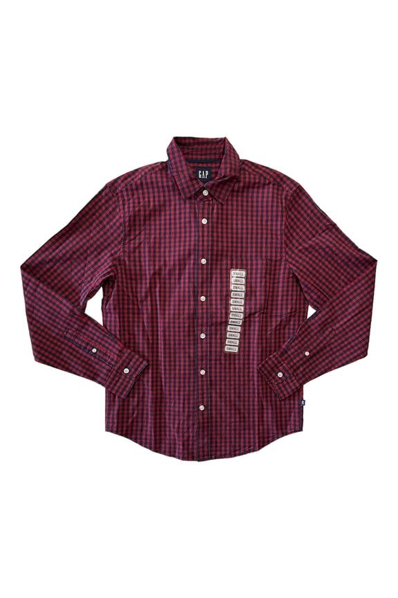 Men's Lightweight Long Sleeve Button Down Woven Shirt (Merlot, S)