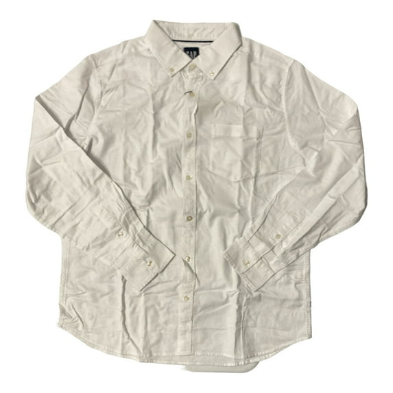 GAP Men's Long Sleeve Collared Button Up Oxford Shirt (Bright White, XL)