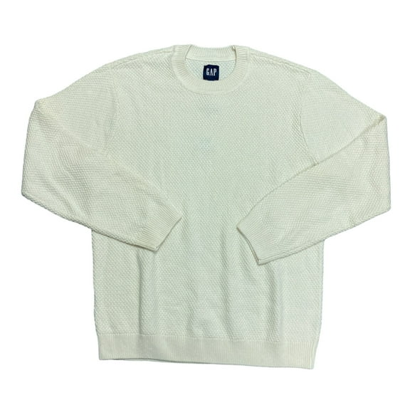 GAP Men's Long Sleeve Seed Stitch Crew Neck Ribbed Cuffs Sweater (Birch, L)