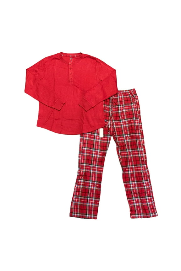 Men's Long Sleeve Thermal Shirt and Flannel Pant 2 Piece Pajama Set