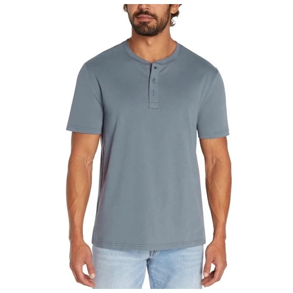 GAP Mens Short Sleeve Henley Tee | Blue, X-Large