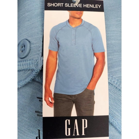 GAP Men's Soft Cotton Raglan Short Sleeve Henley Shirt (Allure, S)