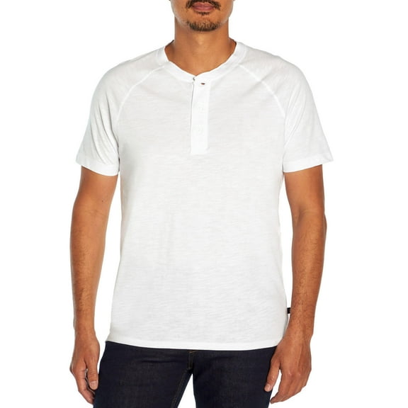 GAP Men's Soft Cotton Raglan Short Sleeve Henley Shirt (Bright White, S)