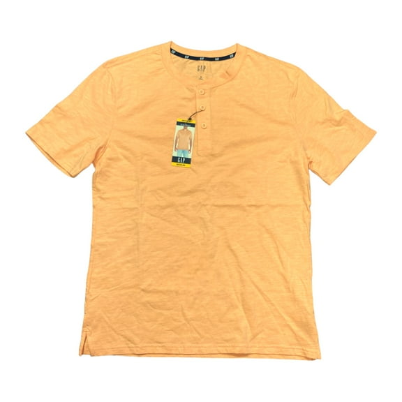 GAP Men's Soft Short Sleeve Half Button Collar Slub Henley (Apricot Wash, M)