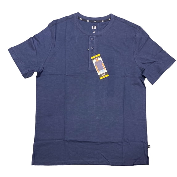 GAP Men's Soft Short Sleeve Half Button Collar Slub Henley (Medieval Blue, S)