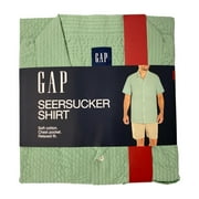 GAP Mens Soft Short Sleeve Relaxed Fit Seersucker Button Up Shirt Granite Green, S