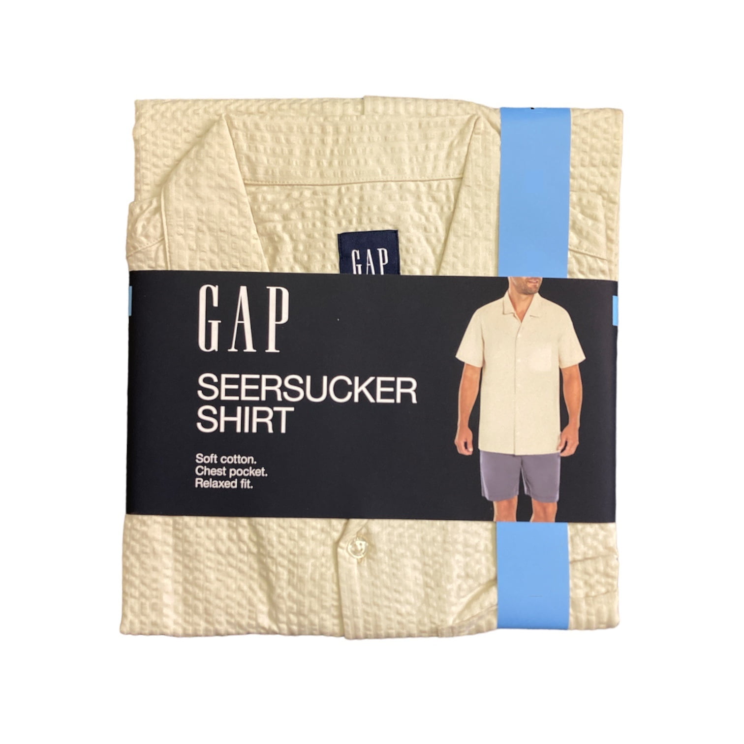 Factory: Seersucker Slim Casual Shirt For Men