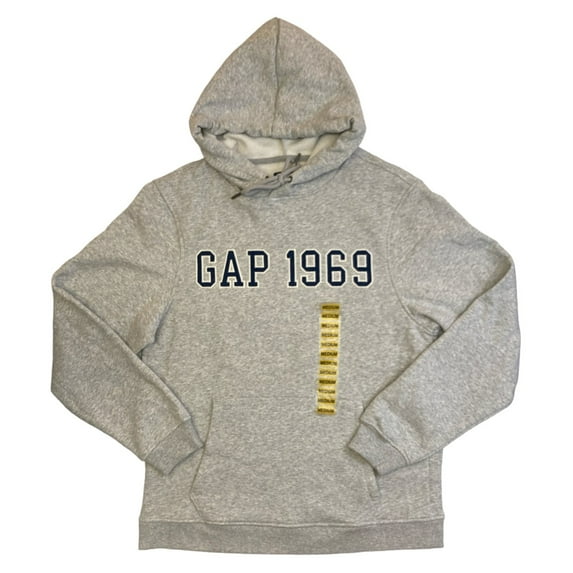 GAP Men's Varsity Inspired 1969 Logo Long Sleeve Hoodie (Heather Grey, XXL)