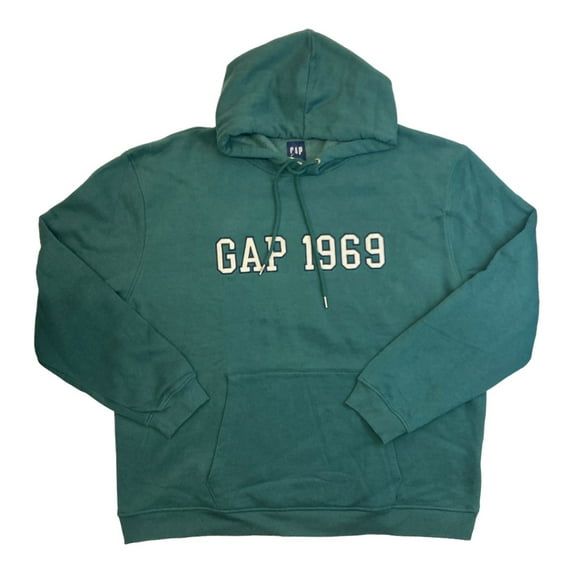 GAP Men's Varsity Inspired 1969 Logo Long Sleeve Hoodie (June Bug, XS)