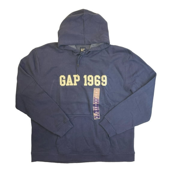 GAP Men's Varsity Inspired 1969 Logo Long Sleeve Hoodie (Medieval Blue, M)