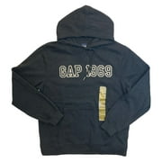 GAP Men's Varsity Inspired 1969 Logo Long Sleeve Hoodie (True Black, L)