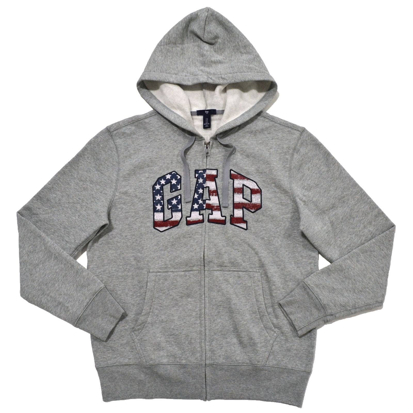 GAP Mens Fleece Arch Logo Full Zip Hoodie (S, USA Gray)