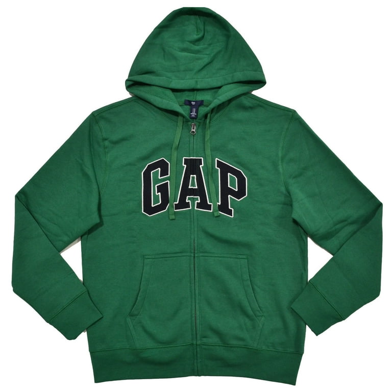 GAP Mens Fleece Arch Logo Full Zip Hoodie (XL, Dark Green