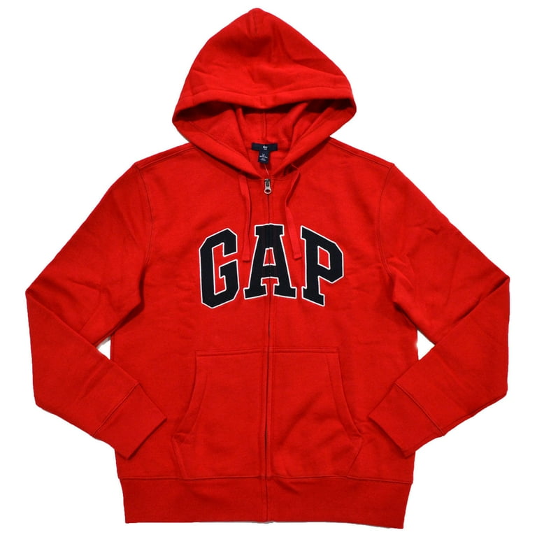 GAP Mens Fleece Arch Logo Full Zip Hoodie (XXL, True Red