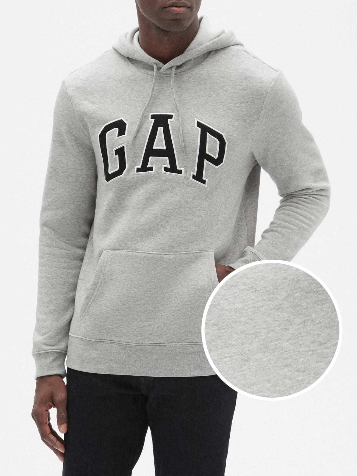 GAP Mens Fleece Arch Logo Pullover Hoodie (Grey, XXLarge)