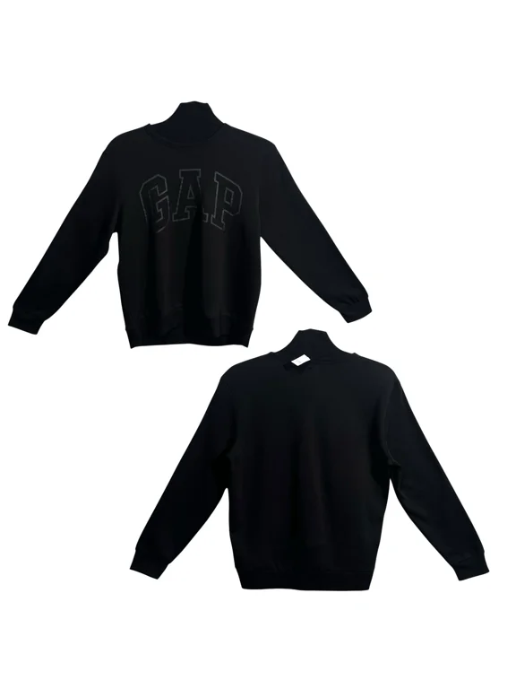Mens Fleece Crewneck Pullover Sweatshirt Size XL Black Big Graphic Print