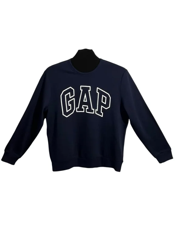Mens Fleece Crewneck Pullover Sweatshirt XXL Navy Blue Big Graphic Print