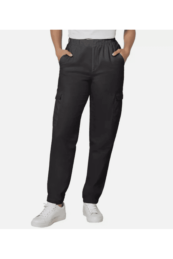 Twill Black Cargo Joggers Pants Black Medium