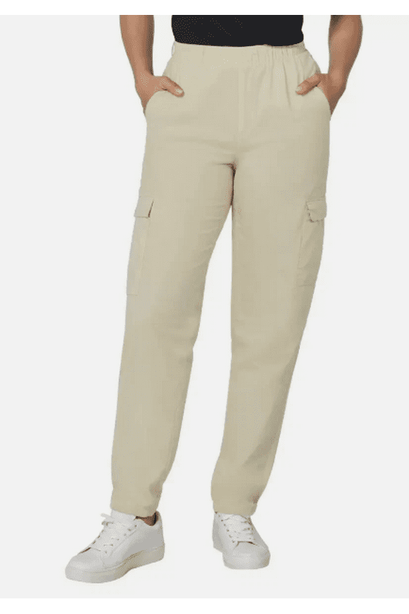 Twill Black Cargo Joggers Tan Large