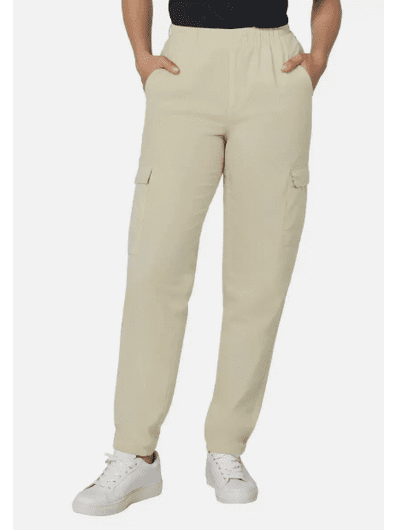 Twill Black Cargo Joggers Tan Large