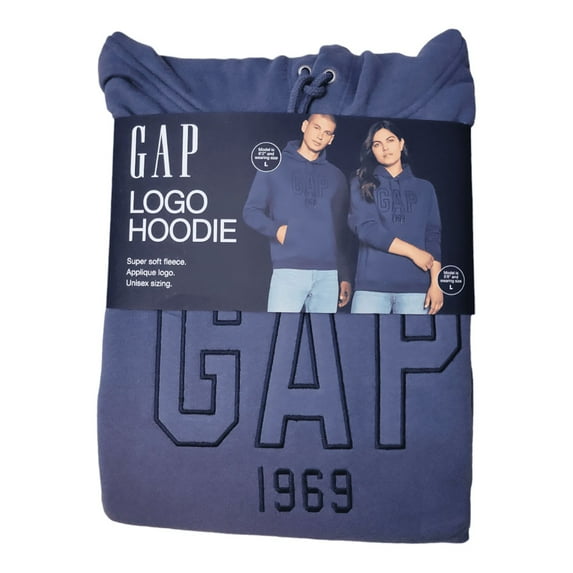 GAP Unisex Super Soft Long Sleeve 1969 Logo Pullover Fleece Hoodie (Indigo, S)