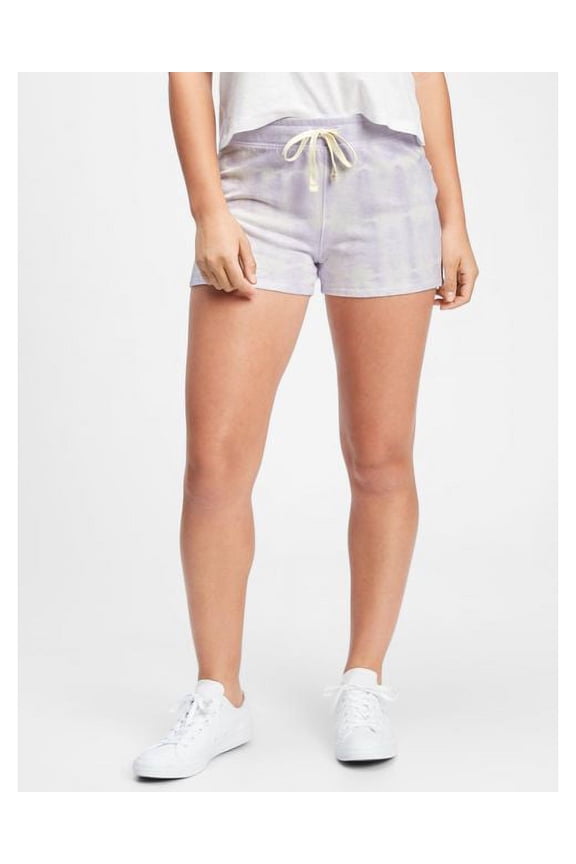 WOMEN'S SHORTS - PRINT POPLIN SZ XL PURPLE - FLEECE TIE DYE