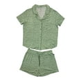 thumbnail image 1 of GAP Women's 2-Piece Short Sleeve Notch Collar Top & Short Sleep Set (Green Floral, L), 1 of 10