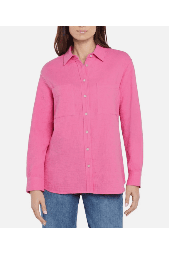 Women's Blouse Pink Gauze Cotton Large