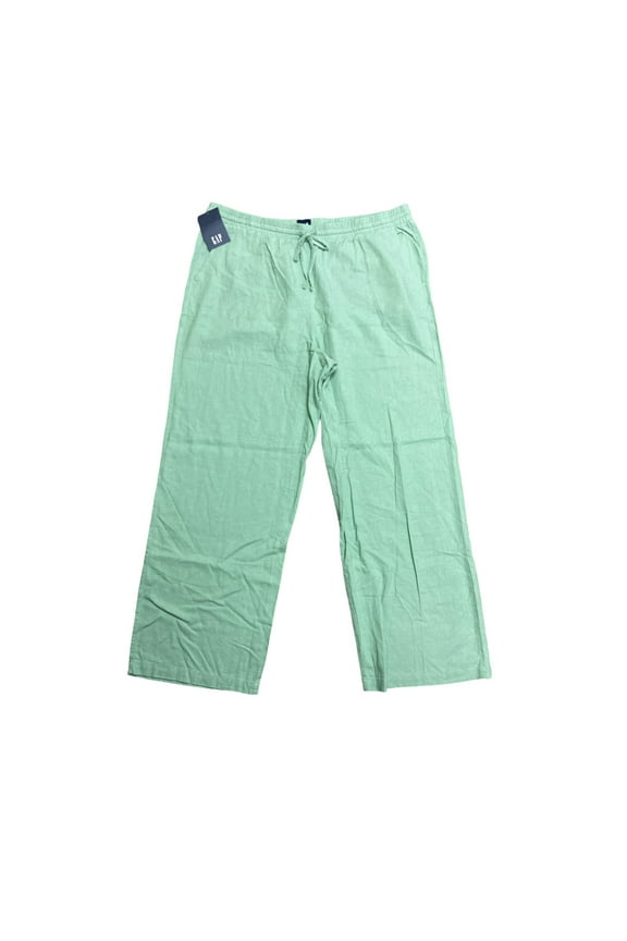 Women's Drawstring Elastic Waist Linen Pull On Pant (Granite Green, S)