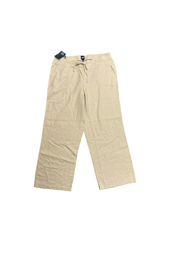 Women's Drawstring Elastic Waist Linen Pull On Pant