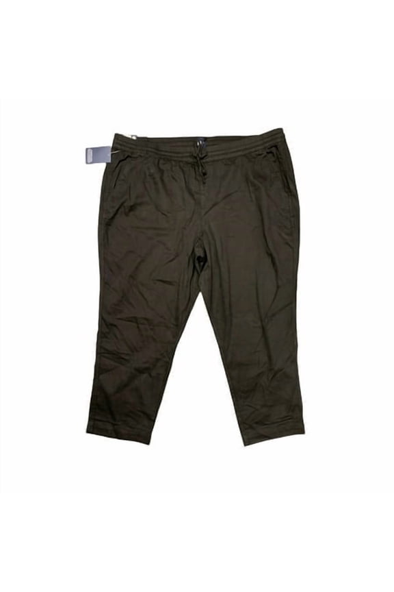 Women's Easy Pull On Elastic Drawstring Waist Ankle Tencel Pull On Pant, GP005844 (True Black, L)