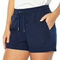 thumbnail image 1 of GAP Women's Lightweight & Comfortable Drawstring Elastic Waist Linen Shorts (Midnight, S), 1 of 5