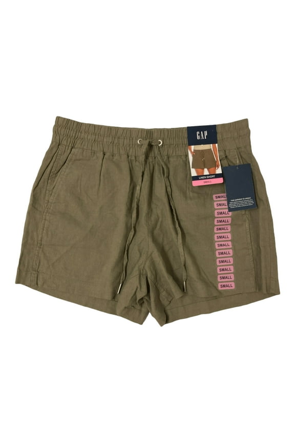 Women's Lightweight & Comfortable Drawstring Elastic Waist Linen Shorts (Vetiver, XXL)