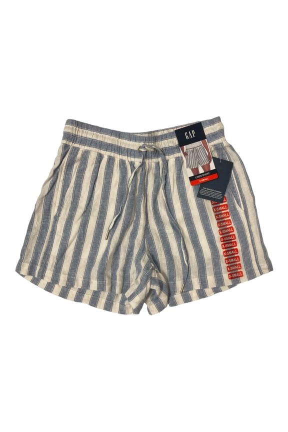 Women's Lightweight & Comfortable Drawstring Elastic Waist Linen Shorts (English Manor Stripe, XXL)