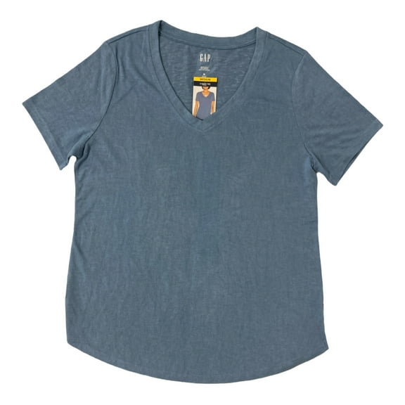 GAP Women's Lightweight Modal Blend V-Neck Scoop Hem T-Shirt (Quiet Harbor, XS)