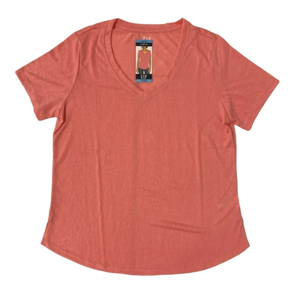 GAP Women's Lightweight Modal Blend V-Neck Scoop Hem T-Shirt (Strawberry Ice, XS)