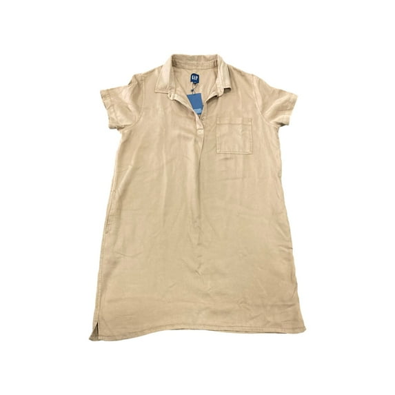 GAP Women's Lightweight Relaxed Shift Silhouette Fit Tencel Dress (Tannin, L)