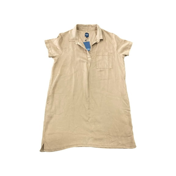 GAP Women's Lightweight Relaxed Shift Silhouette Fit Tencel Dress (Tannin, XL)