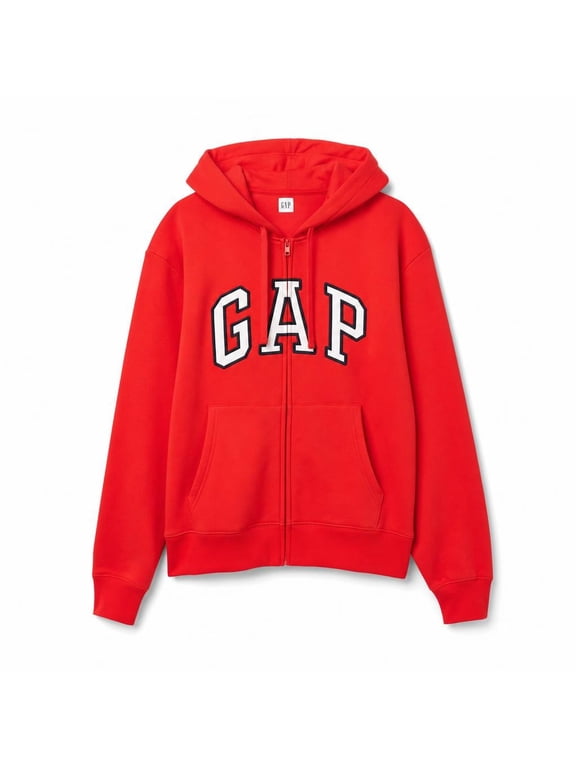 Women's Logo Hoodie Hooded Full Zip Sweatshirt Small Red