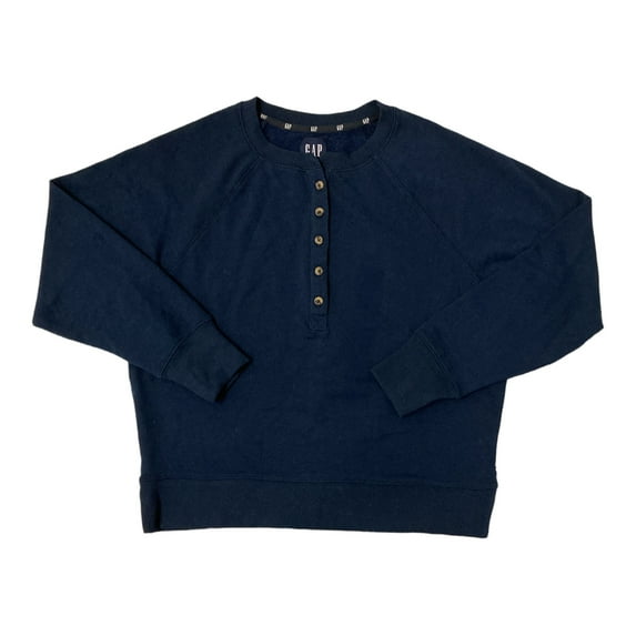 GAP Women's Long Sleeve Henley French Terry Sweatshirt