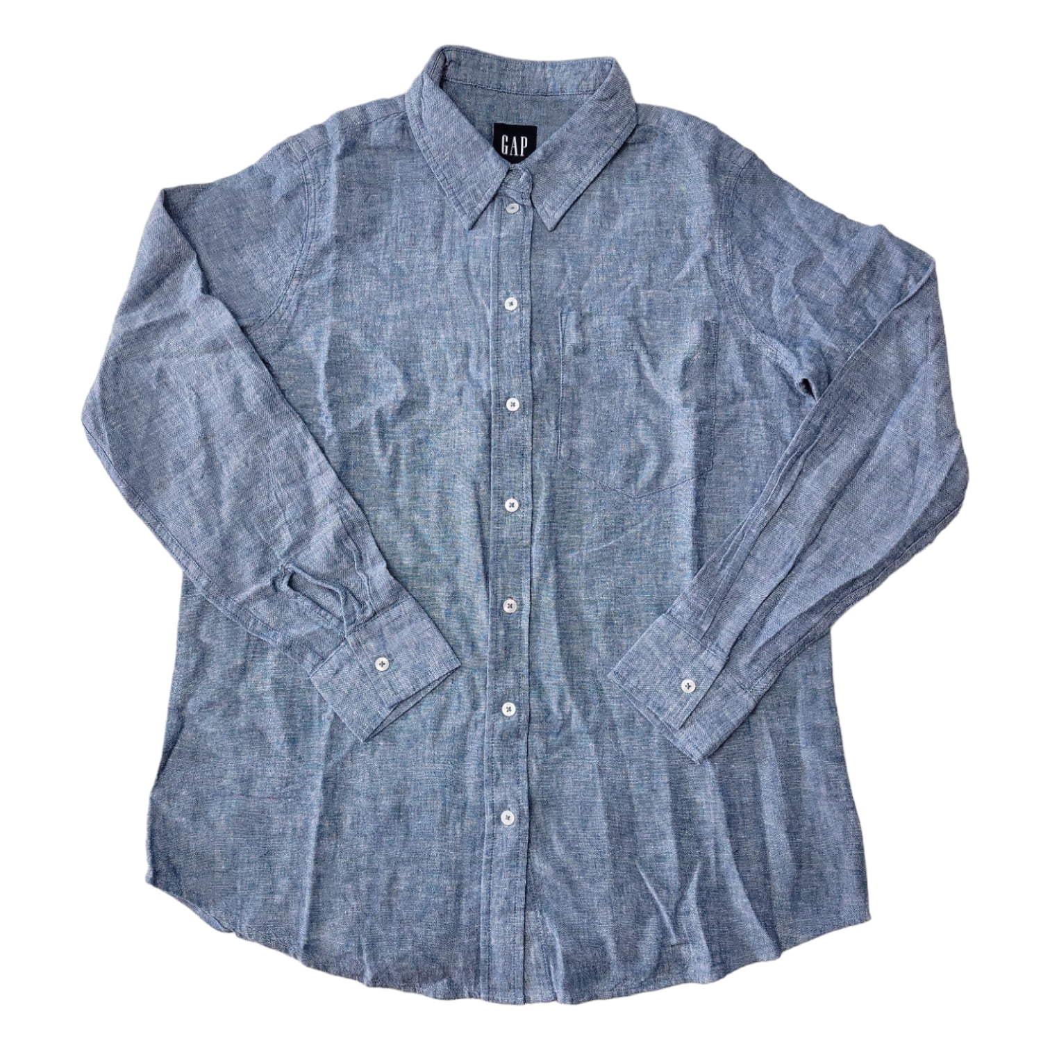 gap womens dress shirts Classic Shirt Blue Crystal XS : Clothing, Shoes & Jewelry Made with 100% organically grown cotton GAP Womens Tops, Linen Button
