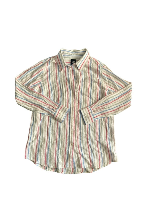 Women's Long Sleeve Relaxed Fit Linen Collared Button Down Top